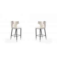 Manhattan Comfort 2-BS011-CR Holguin 41.34 in. Cream, Black and Gold Wooden Barstool (Set of 2)